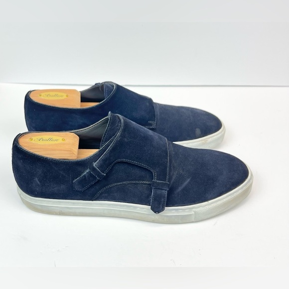 To Boot New York Blue Suede Monk Strap Slip On Low Top Sneakers Men’s Size 10 - Picture 1 of 8